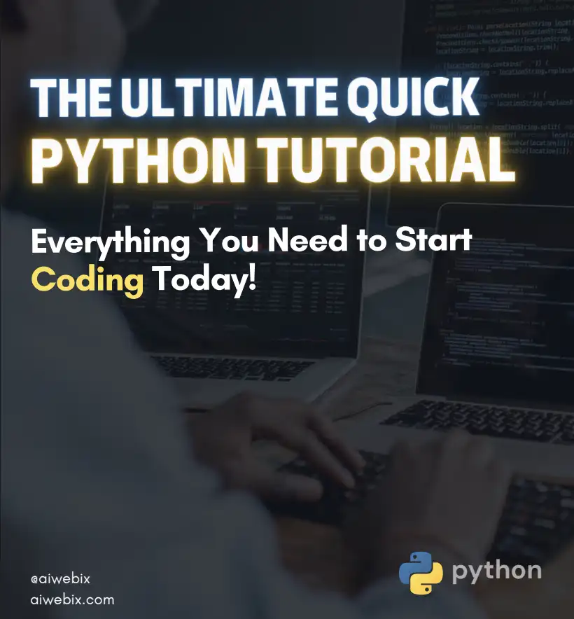 Cover of the AiWebiX Quick Python Tutorial Ebook 2025